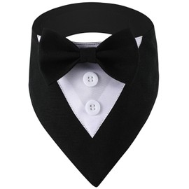 Formal Dog Tuxedo, Wedding Pet Bandana Birthday Dog Tux Costume Puppy Outfit Adjustable Collar with Bowtie, Dog Clothes for Small Medium Dogs Cats, Dog Wedding Attire Party Clothing Apparel (X-Small)