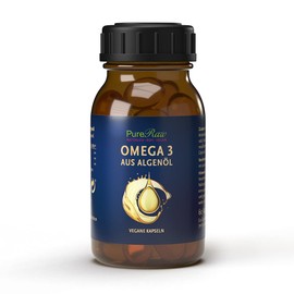 Algae Oil Omega 3 Capsules Vegan Vegetable - Algae Oil Essential Fatty Acids 604 mg Omega3 Per Day, 140 mg EPA, 420 mg DHA - Pure & Controlled - Algae Oil Capsules | PureRaw 60 Capsules