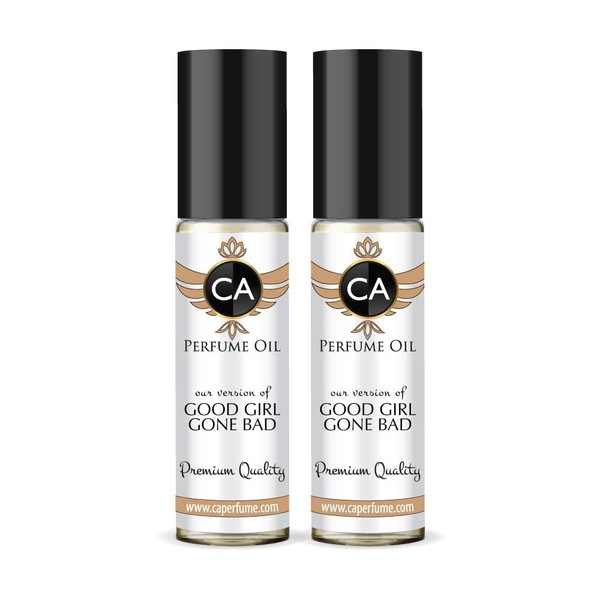 CA Perfume Impression of Good Girl Gone Bad For Women Replica Fragrance Body Oil Dupes Alcohol-Free Essential Aromatherapy Sample Travel Size Concentrated Long Lasting Attar Roll-On 0.3 Fl Oz-X2