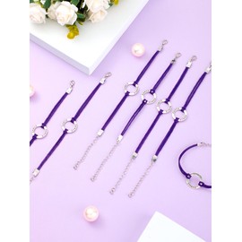 Funtery 24 Pcs Dance Bracelet Bulk Recital Gifts for Girls Team Charm Jewelry Wax Rope Adjustable Dancer Accessories(Purple)