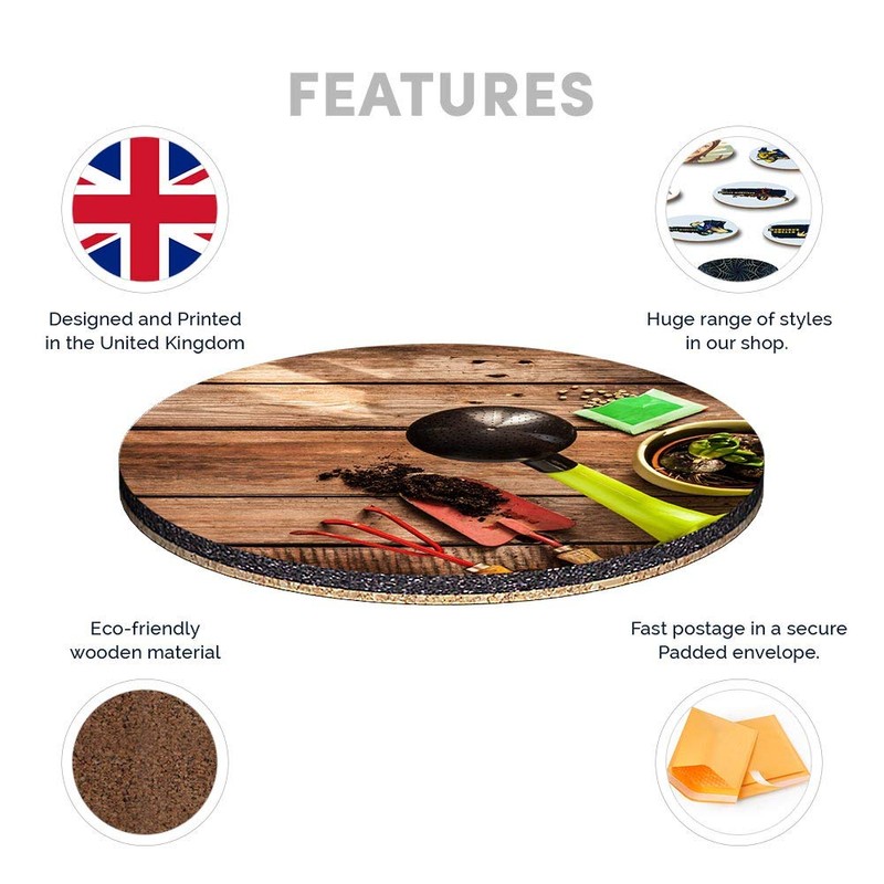 Round Single Coaster - Gardening Tools Gardener Garden |Glossy Quality