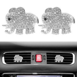 NOTISH 2PCS Elephant Crystal Diamond Car Air Vent Clip, Bling Elephant Decoration Car Interior Accessories for Women Girls - Silver