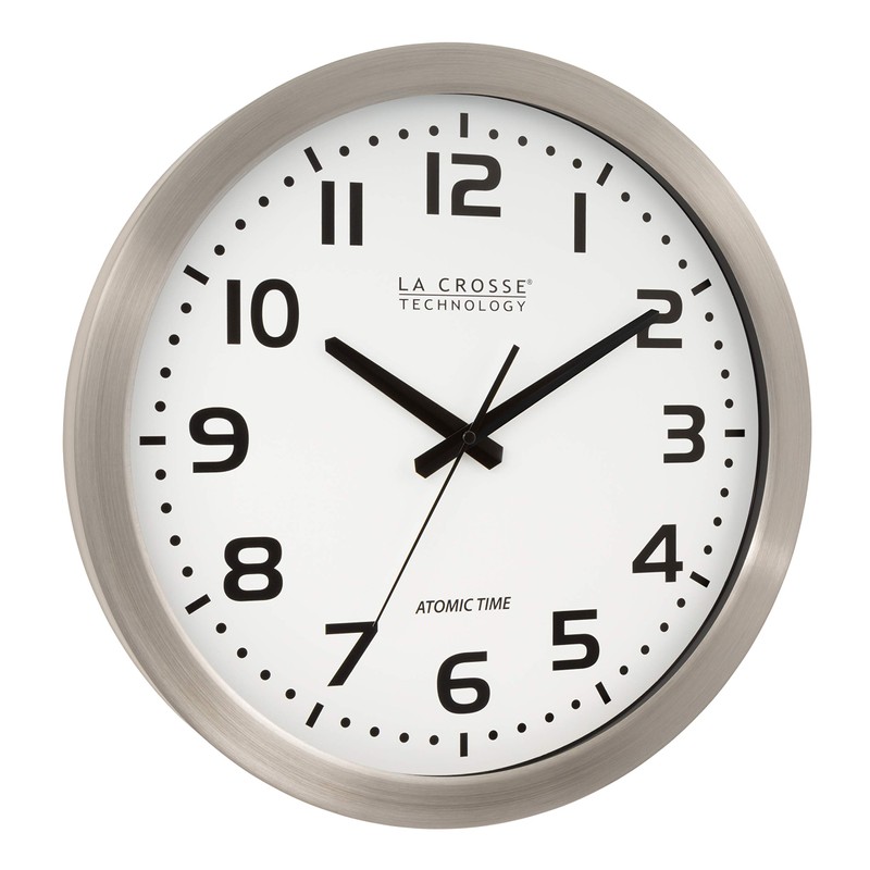 La Crosse Technology WT-3161WH-INT 16 Inch Stainless Steel Atomic Clock-White