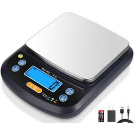THINKSCALE Digital Food Scale 8000g/1g Precise,% Mode & Removable Stainless Steel Platform, 6 Units, Tare, PCS Counting, IPX6 Waterproof for Baking, Coffee, Keto, Meal Prep, Batteries & AC/DC Adapter