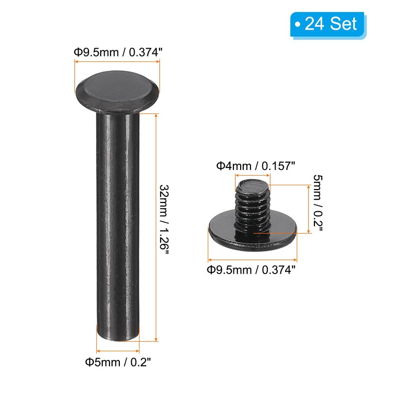 PATIKIL 24 Sets Chicago Screws, 32mm l Chicago Screws Phillips