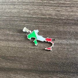 Pitmmord Fashion Republic of Italy Map Necklace Stainless Steel Italian Pendant Necklace(White)