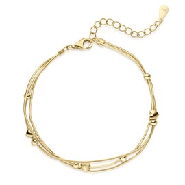 MATERIA by Matthias Wagner Multi-Layer Bracelet 925 Silver with Hearts for Women in 2 Colours, Silver