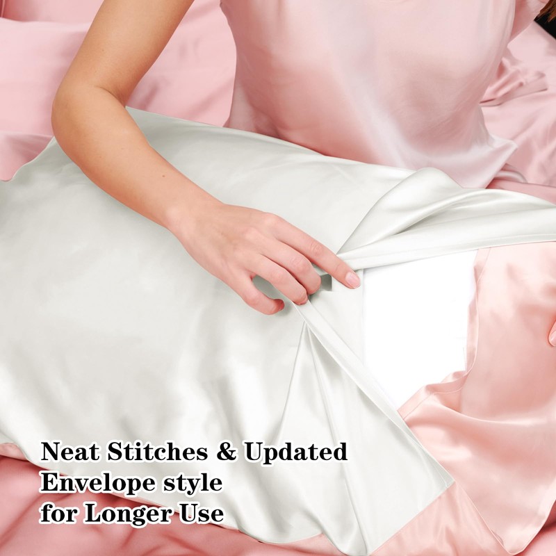 QIYUE AB Silk Pillowcase 100% Mulberry Pillowcases Queen Size 20x30inches,