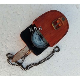 Nautical Pocket Compass with Leather Box Survival Camping Pocket Tool Custom Compass, Gift for Him, Groomsmen Gift Walking Hiking Travel Camping Gifts