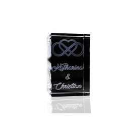 VIP-LASER 3D Glass Crystal I Motif Infinity Sign I Incl. Engraving your name – great gift for anniversary, birthday, Valentine's Day partner.