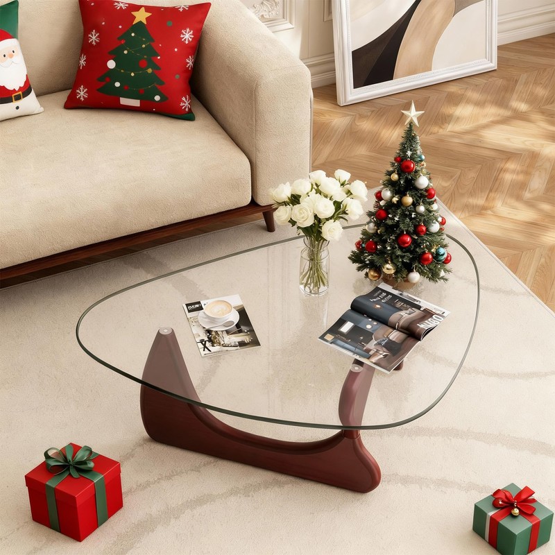 Mid Century Modern Glass Coffee Table for Living Room Home