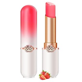 FOMIX OMGA Peach Girl Crystal Color Changing Lipstick Fruit Flavor Lipstick Peach, Aloe, Orange, Strawberry, Grape, Blueberry, Avocado, Moisturizing and Lasting Moisturizing, 3g G8006S Strawberry)