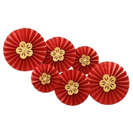 TIANTHH Paper Fan, Party Decorations, Set of 6, Japanese Style, Plum Blossom, Water Resistant Paper, 3 Size Combinations, For Hina Festivals, Weddings, Birthdays, New Year's Decorations, Event Venue