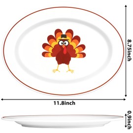 Qyeahkj Reusable Thanksgiving Serving Platter Melamine Plate Turkey Oval Platter Melamine Serving Plates Dinnerware for Indoor Outdoor Party Restaurant