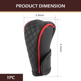 Zikefest Car Gear Shift Cover, Leather Shifter Cover, Gear Shift Knob Cover for Shift Lever Protection, Universal Car Gear Shift Cover, Car Decoration Accessories (Black-Red)