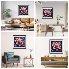 DPIDEA Rose Diamond Painting for Adults, Diamond Painting Pink 5D Diamond Painting Pictures DIY Diamond Painting Embroidery Cross Stitch Round Stones for Home Decor 30 x 30 cm