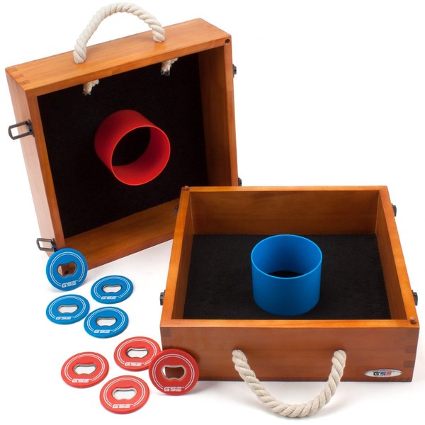 GSE Games & Sports Expert Premium Quality Outdoor Solid Wood Washer Toss Game Set (Oak)