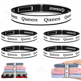 4Pcs Bed Sheet Organizer Bands Sheets Labels for Bedding ，Sheet Size Bands Linen Closet Storage Sheet Set Organizer Sheet Keeper Band (Queen)
