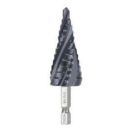 M35 Four Spiral Flute Cobalt Step Drill Bit, 3/16" - 7/8"(12 Step Size) Impact Ready Unibit Step Drill Bit, 1/4" Hex Shank Step Bit for Metal, Stainless Steel, Aluminum, Plastic