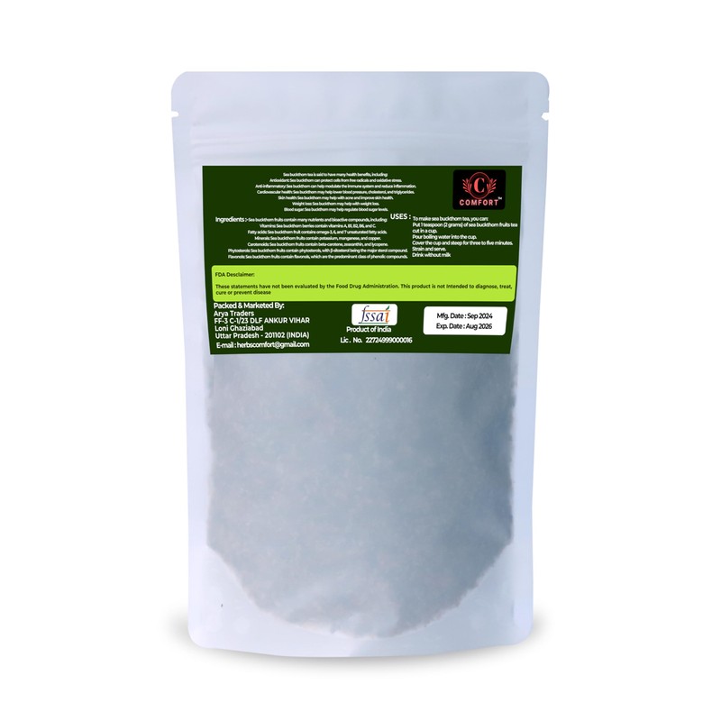 Sea Buckthorn Dry Fruits Tea Cut $ Sifted 100g (3.5oz)