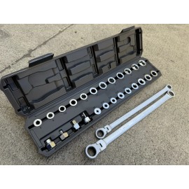 Infinity 27PCS Extra Long Flex Head Ratcheting Wrench Set w/8-22mm E-type Socket Adapters