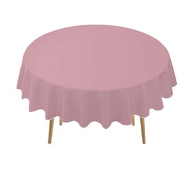 Pink Plastic Tablecloths 2 Pack Disposable Table Covers 84 Inch Circle Bridal Shower Party Tablecovers PEVA Vinyl Table Cloths for BBQ Picnic Birthday Wedding Banquet Parties 6 ft Round Table Use