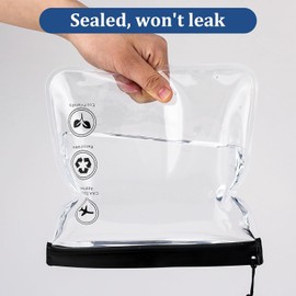 Clear Travel Toiletry Bags 7.9 * 7.9 in Clear Bags TSA Approved Liquid Bags Leak Proof Travel Bag Carry On Airport Airline Compliant Bag Portable Travel Fluid Bags Airport Security Travel Black（4PCS）