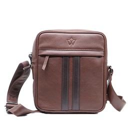 WASAMA Genuine Leather Messenger Bag | Crossbody | Sling Bag with 5 Zippered Pockets & Adjustable Leather Strap