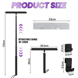 Ledebouk Shower Squeegee Long Handle, Shower Squeegee Expandable Black, Shower Squeegee Long Handle, Window Wiper and Window Squeegee 2 in 1, 120 cm Telescopic Rod, for Window Floor