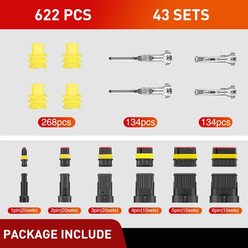 Nilight 622PCS 1 2 3 4 5 6 Pin Electrical