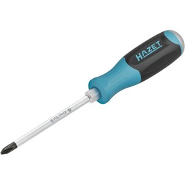 HAZET Screwdriver with Impact Cap 811S-PH2, SW PH2, Phillips Profile, 210 mm Length, Non-Slip Handle, Steel Impact Cap for Loosening Tight Screws