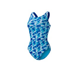 Dolfin Uglies Womens Print One Piece Swimsuit - Athletic HP Back Practice Suit for Training Sports and Fitness (38, Crystalline)
