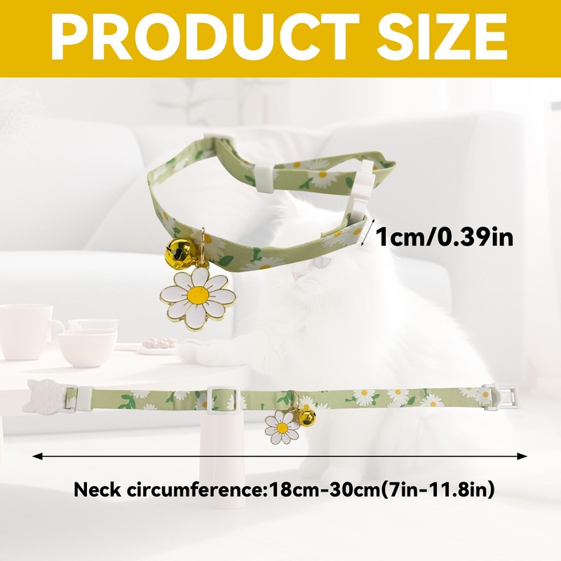 4Pcs Unique Daisy Cat Collar Lovely Comfortable Quick Release Kitten