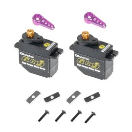 RampCrab 6kg Steering Servo with Servo Horn for FMS FCX24, 2 Sets, Upgrade Parts for RC Crawler 1/24 Scale FCX24 Power Wagon Butcher & Max Smasher Big Foot, K5 (Purple Horn)