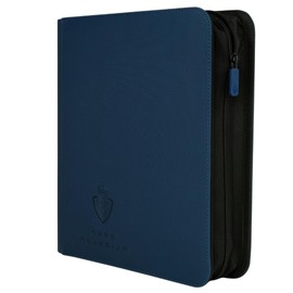 Card Guardian - Toploader 4 Pocket Premium Binder with Zip for 160 Cards - Side Loaded Pockets - Compatible with TCG Sports and Trading Cards (Black) (Blue)