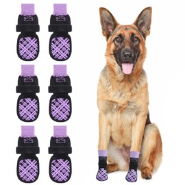 BEAUTYZOO Dog Socks to Prevent Licking for Hardwood Floors -Dog Boots Shoes for Small Medium Large Dogs -Double Side Grips Traction Control Anti Slip Socks for Puppy Doggie Senior Dog, Paw Protector