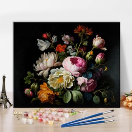 TUMOVO Paint by Number for Adults Flowers Painting by Numbers Kits Oil Painting in Colorful Colors Kits on Canvas with Brushes and Pigment Abstract Paint by Numbers Home Decor, 16 x20 Inch