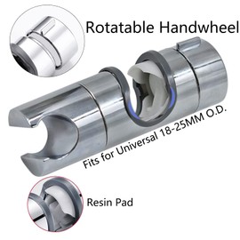 Adjustable Shower Head Holder for Slide Bar,Universal 18-25MM O.D. Rail Head Bracket Holder for Slide Bar Slider Clamp Bathroom Replacement 360° Swivel Sprayer Holder,Plated