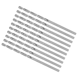 CoCud Micro Drill Bit, 0.08 inch (2.05 mm) Drill Diameter, 2.3 inches (59 mm), Total Length 25.6 inches (6542 mm) High Speed Steel, Fully Polished Twist Drill Bit for Copper, Metal and Wood, 10 Pieces