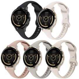 TUCOMO 5 Pack Slim Silicone Watch Bands Compatible with Garmin Venu 3S /Vivoactive 4S /Venu 2S / Vivomove 3S,18mm Thin Soft Narrow Sport Replacement Wristband Straps for Garmin Forerunner 255s/265S