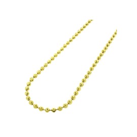 Verona Jewelers 925 Sterling Silver Moon Cut Bead Chain Necklace, 2MM 3MM 4MM-Dog Tag Ball Link Necklace, Silver Beaded Necklace in,Rhodium and Yellow Gold,Men and Women, 16-36, Metal
