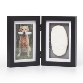 DDOXX Dog Paw Print Set - Create Lasting Memories with Your Pet's Paw Print - Polyester Foam for Long Durability - with Photo Frame - Dog Clay Kit - Black