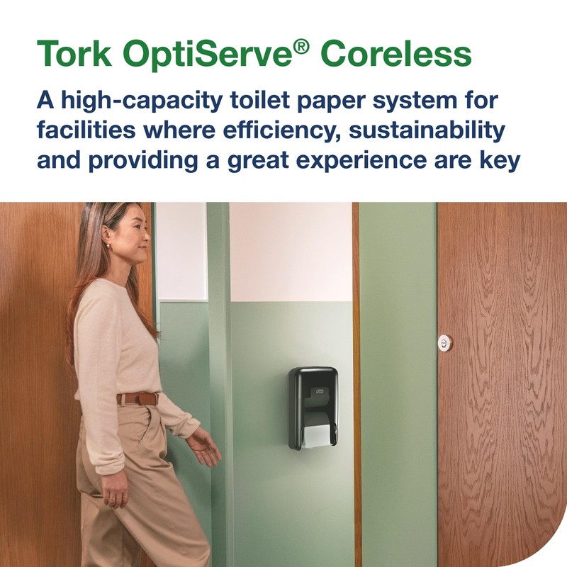Tork OptiServe 2-Roll Coreless Toilet Paper Dispenser Black T7/T5, Vertical