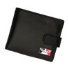 Genuine Black Leather Wallet with a Black Country Chain Flag