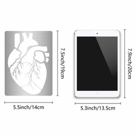GORGECRAFT 19 x 14 cm Large Heart Metal Stencil Human Body Inner Organs Stainless Steel Stencils Drawing Template Reusable for Painting Scrapbook Engraving Wood Burning Pyrography DIY Art