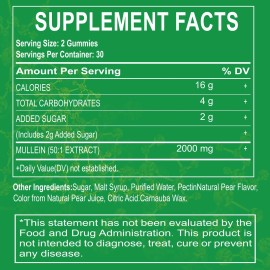  Mullein Leaf Extract Gummies for Lung Cleanse, Extra Strength 10000 MG US 