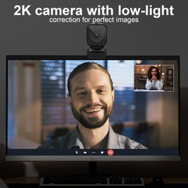 G-Anica Webcam for PC/Laptop/Mac with Remote Control, 2K Computer Camera, Low-Light Correction, AI-Noise Canceling Mics, Adjustable Field of View, Built-in Privacy Cover, Stereo Mics