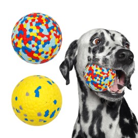 Petbuy 2pack 3''Durable Dog Balls for Aggressive Chewers,Indestructible Bouncy Floating Balls for Training Dog Catch and Fetch,Durable Solid Tennis Ball Toys for Large Medium Dog Colorful Yellow