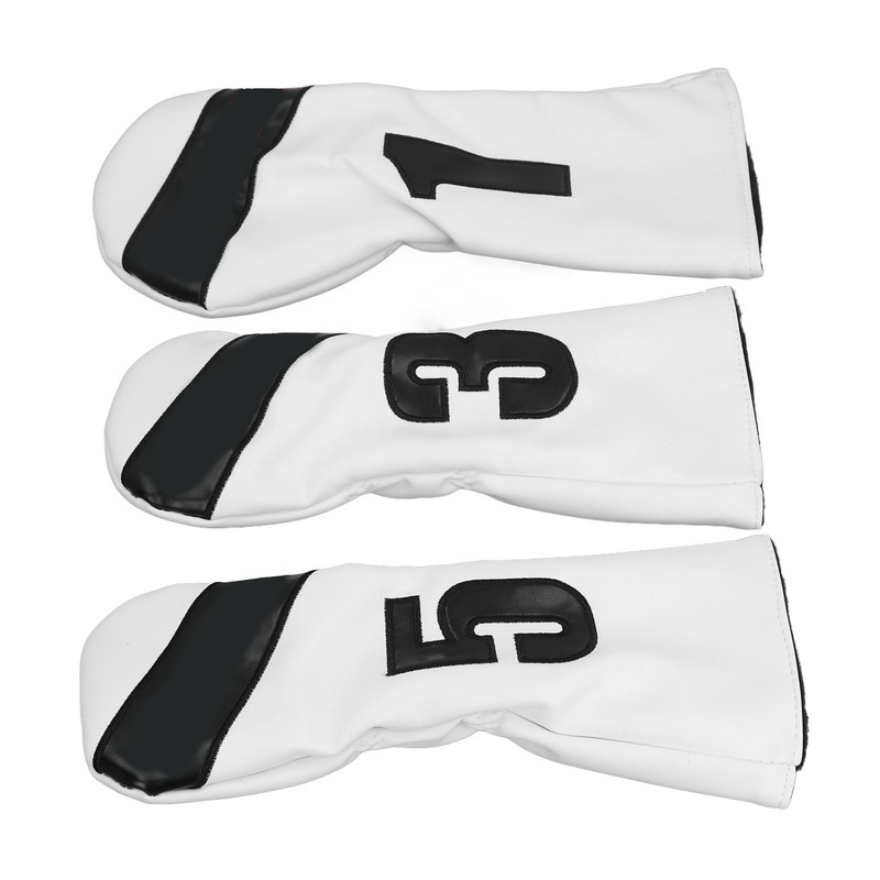 3PCS Golf Club Head Cover PU Leather Waterproof Protective Golf