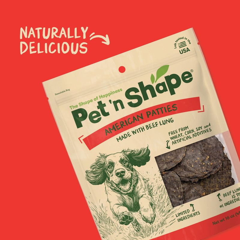 Pet 'n Shape All American Beef Lung Patties Dog Treats